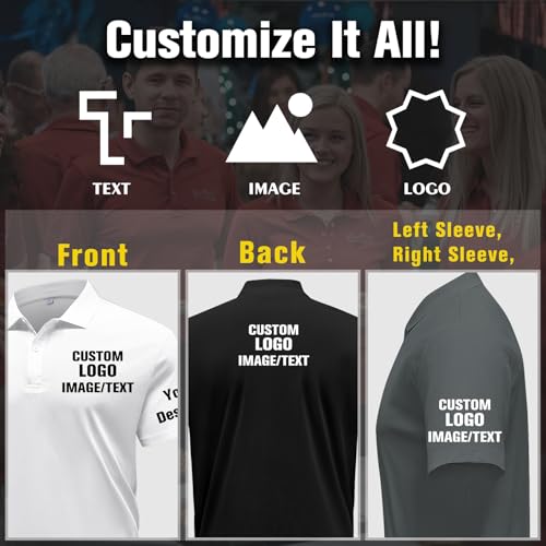 Custom Polo Shirts for Men Women Design Your Own Text Logo Image Personalized Embroidered Print Golf Work Shirts miniatura 3