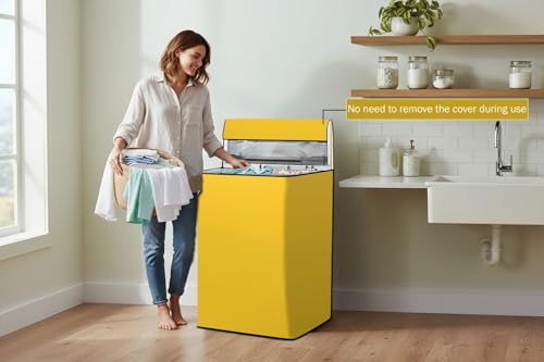 Image of Stylista Waterproof and Dustproof Polyester Washing Machine Cover Compatible for Godrej 7.5 Kg Fully-Automatic Top Loading WTEON ALP 75 5.0 FDTN GPGR, Yellow