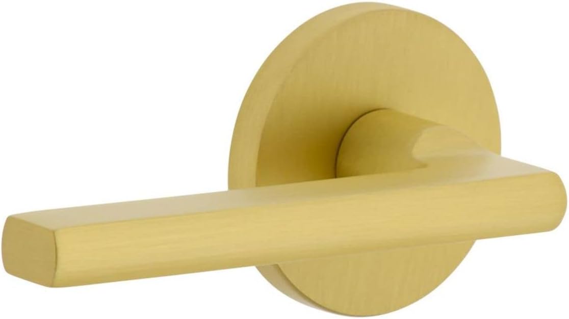 Viaggio CLOMIL_SD_LH Circolo Left Handed Solid Brass Non-Turning One-Sided Dummy Door Lever with Milano Lever and Circolo Rosette - Satin Brass