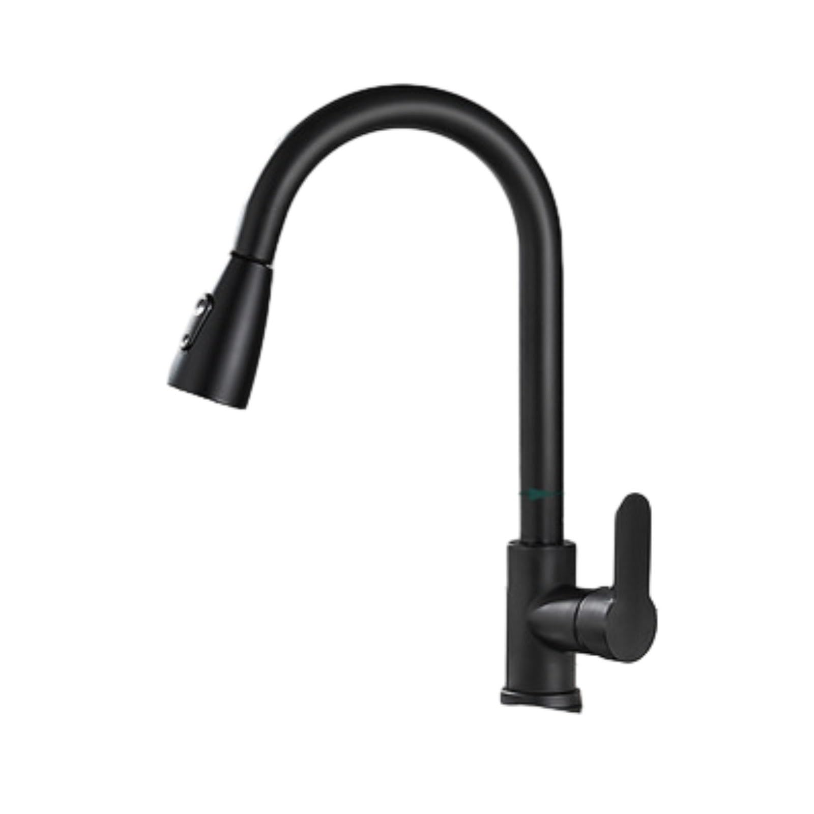 ZYCHSJXA Sink Taps Copper Kitchen Faucet Hot and Cold Swivel Pull-Out Vegetable Splash-Proof B Black Double Water Outlet