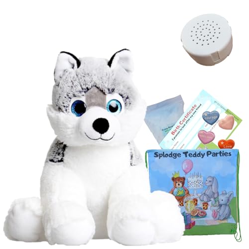 Husky Dog - Juguete de peluche suave, 40 cm, diseño de oso de peluche con grabadora de voz, sin costura