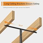 4ftx8ft Overhead Garage Storage Rack, Heavy-Duty Metal Garage Ceiling Storage Rack, 22''-40" Adjustable Ceiling Drop-Down, 600 lb. Loading Weight Capacity, Black - Image 3