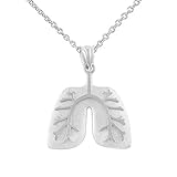 925 Sterling Silver Human Lungs Anatomy Pendant Necklace, 16'