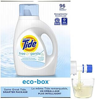 Tide Free & Gentle Liquid Laundry Detergent eco-Box, HE Compatible, 105 fl oz