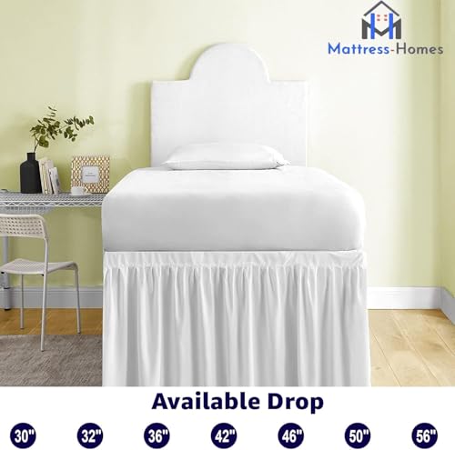Mattress-Homes Ruffled Dorm Bed Skirt, Twin XL, 30-Inch Drop, Tailored with Split Corners, White Dust Ruffle for Lofted College Beds, Twin Extra Long Dorm Bedding Essential by Mattress-Homes - Used condition - Image 2