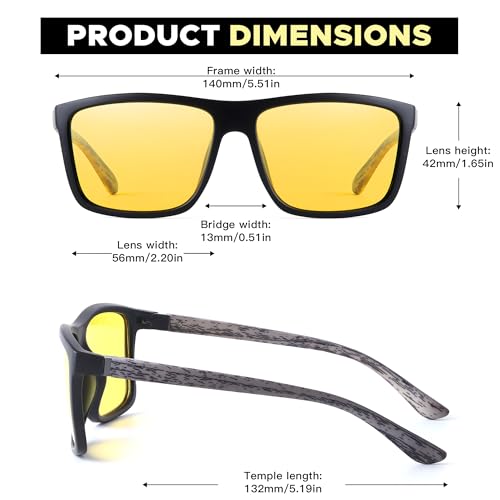 Image of LVIOE Night Vision Glasses for Driving Men Yellow Glasses for Night Driving Anti Glare Polarized N3951