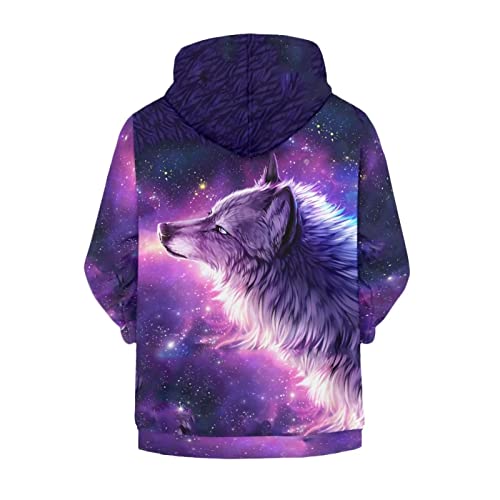 Disnimo Galaxy Wolf Hoodie Cute Zip Up Hoodie Jacket For Teen Girls Size 8-10 Fashion Sweatshirt For Kids Girls' Fashion Hoodies With Pockets Youth Teens Long Sleeve Shirt Pullover Tops #TOP3