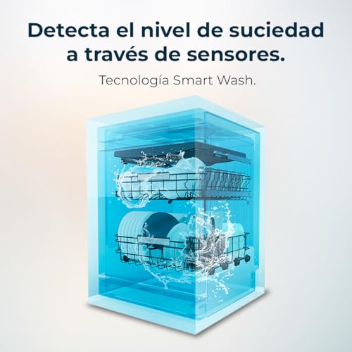 Cecotec Lavavajillas Compacto de 60cm Bolero Aguazero 6620 Dark C, 1850W, 15 Cubiertos, 8 Programas, Motor Inverter, Pantalla FullColor XXL, Smart Wash, Turbo Dry+, AutoClean, Media Carga, Delay Start - imagen 8