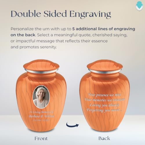Image of Geturns - Adult Cremation Urns for Human Ashes I Large Photo Funeral Urn for Men and Women I 200 lbs (Pearl Orange)