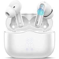 Wireless Earbuds, 2026 Bluetooth 5.4 Headphones in Ear with HiFi Stereo, Bluetooth Earphones with 4 ENC Noise Cancelling Mic, 40H Playtime, LED Display, IP7 Waterproof Bluetooth Earbuds, USB-C, White