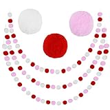Jmkcoz Christmas Valentine's Day Felt Ball Garland Felt Banner Pom Pom Garland Decoration, 90 Pcs Po