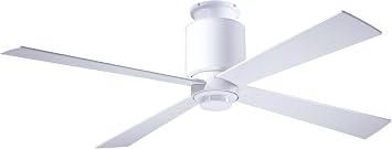 The Modern Fan Co. Lapa Flush 50 in. Gloss White Ceiling Fan with White Blades and Remote Control, Large
