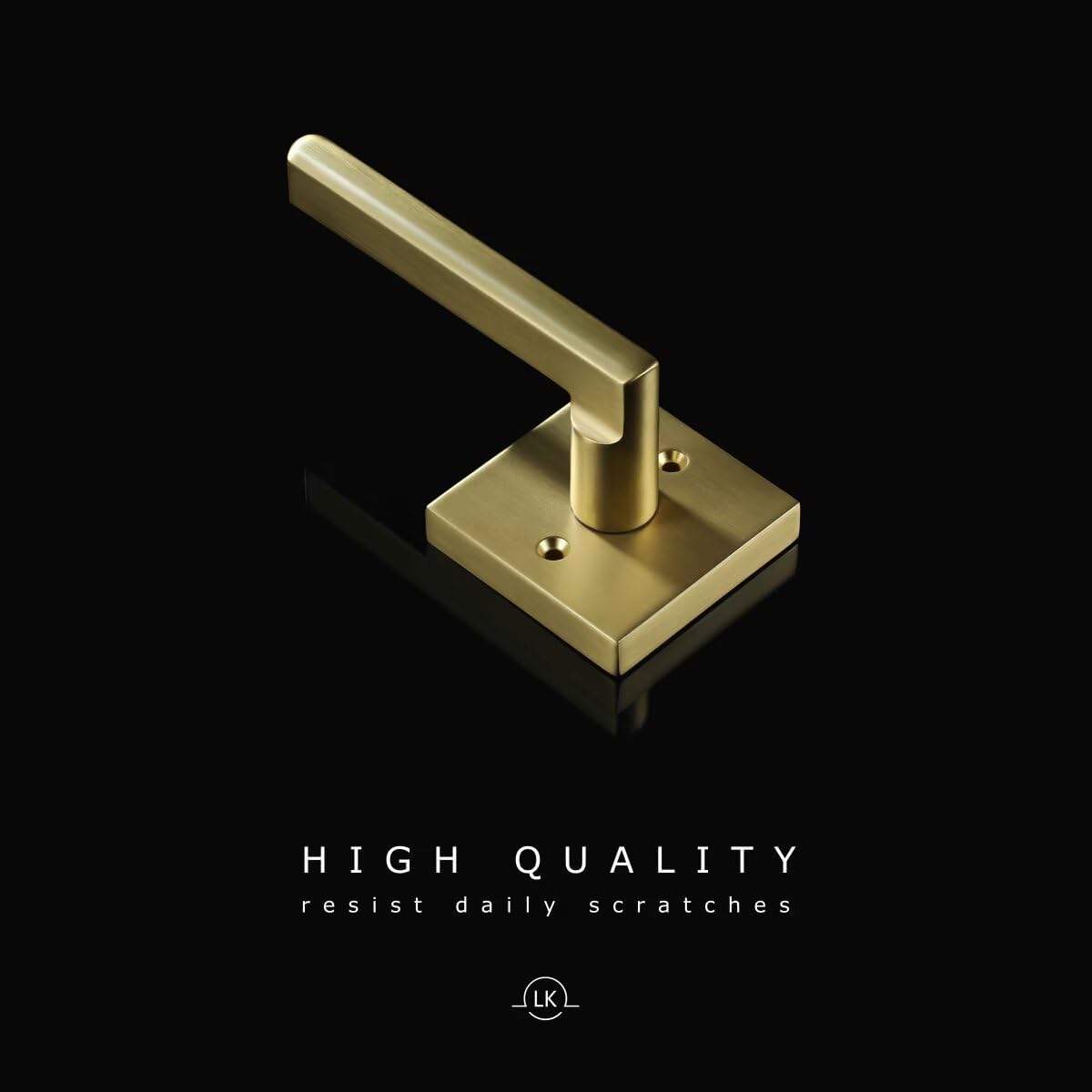 Linkaa Brushed Gold Interior Door Lever for Bedroom Bathroom (Heavy Duty Zinc Alloy,Satin Brass Door Handles with Push Lock, Keyless Lock Lever Interior（Privacy，Brass Gold，3 Pack）