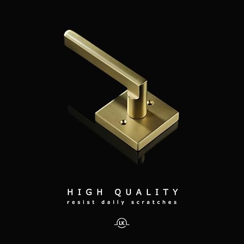 Miniatura 2 de Linkaa Palanca de privacidad de latón dorado para manija de puerta, cerradura de puerta sin llave con pestillo ajustable y tornillos, fácil de