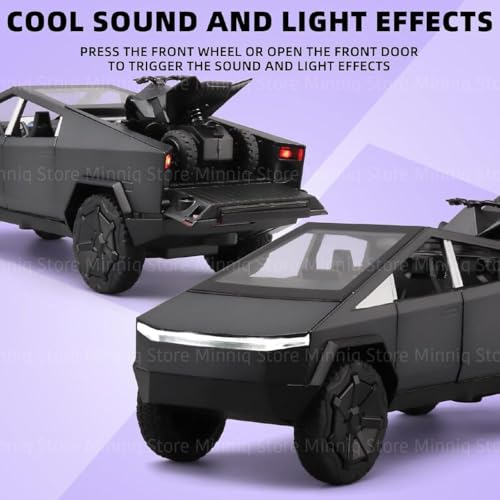 Image of Tesla Cyber 1:32 Model Car with Box, Zinc Alloy Pull Back Toy car with Sound and Light for Kids Boy Girl Gift [Colors as Per Stock]