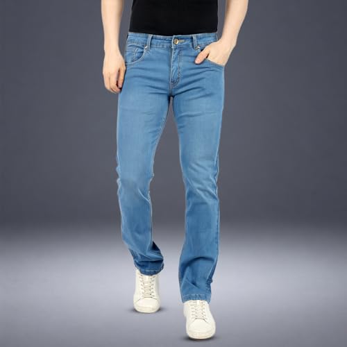 Image of Men's Premium Straight Fit Jeans | Cotton Rich Breathable Denim Pants for Men | Comfortable Regular Wear Casual Jeans
