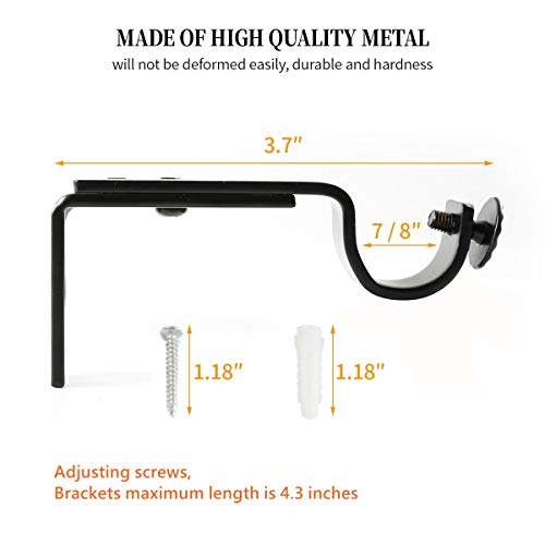 Anndason Heavy Duty Curtain Rod Brackets for 3/4 or 5/8 Inch Rod, Black Color, (Set of 8)