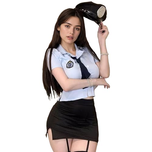 KFLY Frauen Sexy Polizistin Kostüm Sekretärin Outfits Flugbegleiterin Uniform Hüftröcke Cosplay Rollenspiel Dessous