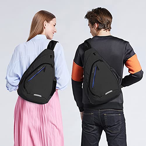 Hanke Sling Bag Men Backpack Unisex One Shoulder Bag Hiking Travel Backpack Crossbody With Usb Port For Men Women Versatile Casual Daypack-19 Inch,Black #TOP5