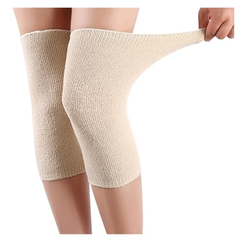 Rodilleras de invierno cálidas para mujeres y hombres, rodilleras para primavera, correr, protector de rodilla (beige)