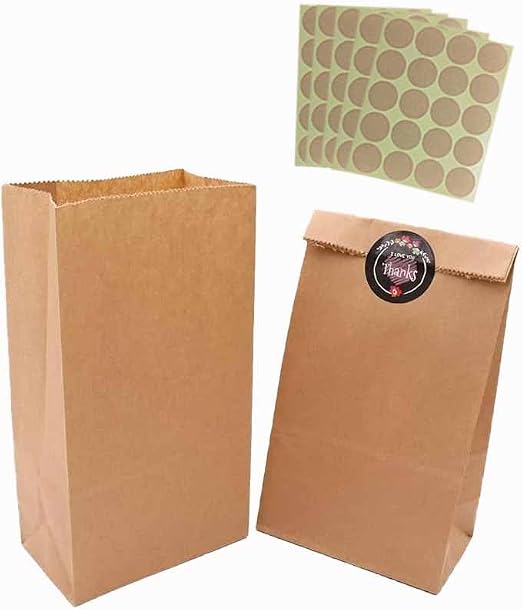 BIOZOYG 500x Kraftpapier-Tüten – S 5,5x9,5 Cm, 16,5 Cm Hoch, Ungebleicht, Recycelbar – Für Geschenke, Snacks, Take Away & Mehr