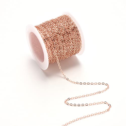 MeiYeAE 10 Meter Schmuckkette Edelstahl Gliederkette Kabel Link Kette Schmuck Ketten Schmuckherstellung Basteln Zubehör für DIY Halskette Schmuck Herstellung Roségold 2.5mm Cover