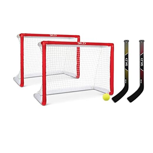 SKLZ Pro Mini Indoor Miniature Hockey Set, includes 2 Goals, 2 Sticks, and 1 Foam Ball