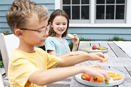 Brynn + Bear Kids Bamboo Plate | Set Of 4 | 9.5 Inches | Premium Quality | Slide Resistant | Dishwasher Safe | Designed In Usa | Ice, Sage, Rose, Terracotta #TOP5