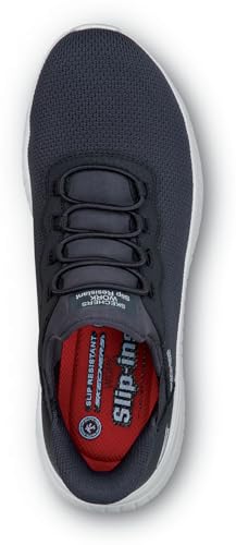 Image of Skechers Womens Black Squad Chaos MaxTrax Soft Toe SRO Slip-On