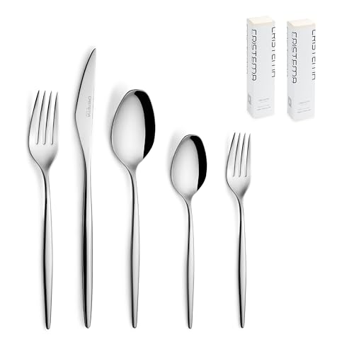 Juego de Cubiertos Cristema Rabat, Acero Inoxidable 18/10, Apto para Lavavajillas, Inspiración Marroquí (Brillo, 30 Piezas)