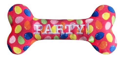 Peluche pour chien avec couineur H&K Os rose Party Time L | Jouet durable et sûr grand chien