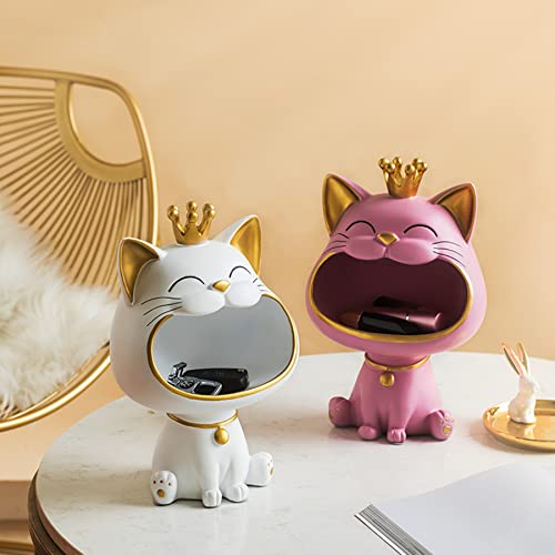Remifa Cat Figurine Fun Candy Dish , Key Bowl , Craft Storage Box Tray, Tabletop Decoration, Entrance Table Storage, Living Room Bedroom Decoration Gifts (Pink) #TOP2