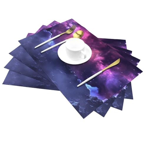 Set de table PVC tissé violet galaxie au design soigné moderne