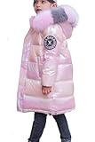 LAVIQK Kid Girls Fur Hooded Parka Puffer Down Jacket Coat Thick Winter Parka Mid Long Duck Down Puffer Padded Jacket
