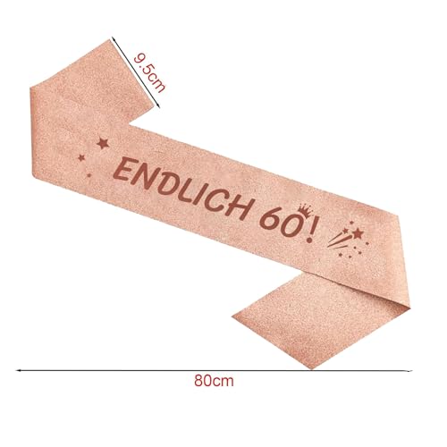 2er Set 60. Geburtstag Schärpe und Tiara Rosa Geburtstag Schärpe Geburtstag Krone 60 Geburtstagskrone Prinzessin Kristall Krone Schärpe für Frauen 60. Geburtstag Geschenke Partyzubehör