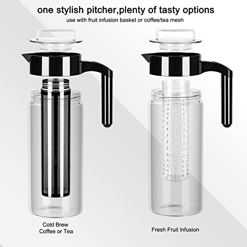 Grandartic High Borosilicate Glass Cold Brew Coffee Maker With Glass Pitcher/Carafe, Coffee Filter & Fruit Filter -1.4L(47Oz) #TOP4
