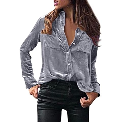 VEMOW Camiseta Tops Blusa de Terciopelo Manga Larga Slim Fit Cover