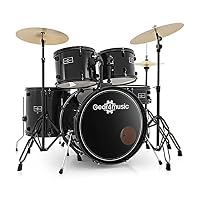 COMPLETE 5-PIECE BEGINNERS DRUM KIT - Includes everything a budding drummer needs with three tom-toms, a snare drum, bass drum, cymbal stand, hi-hat stand, drum stool, bass drum pedal, a pair of 14" hi-hat cymbals, crash cymbal, crash/ride cymbal, a ...