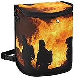 Oarencol Feuerwehrmann Feuerwehrmann Brotherhood Fire Flame Auto Mülleimer Auto Müllsack mit Deckel Hängend Wasserdicht Auslaufsicher Fahrzeug Aufbewahrungsbehälter