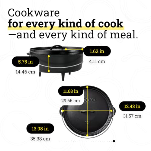 Image of Lodge Seasoned Cast Iron Camp Dutch Oven with Lid - 6 Quart - Dual Handles - Seasoned Cast Iron Cookware with Steel Handle & Strong Lid for Heavy- Duty Camping Cookware