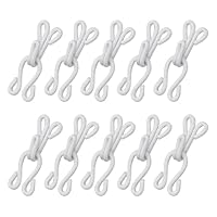 10 Sets Covered Sewing Hook and Eyes Closure Fur Coat Hook and Eyes Clothing Craft Hooks Jackets Fastener Hooks Replacements Dress Skirt Hooks for Clothes White