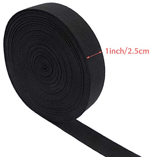 1 Inch Wide Black Knit Elastic Spool Heavy Stretch High Elasticity Knit Elastic Band For Waistbands Crafts, 10 Yard #TOP1