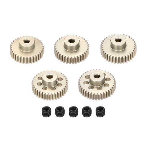 Rebower 5Pcs 48P Pinion Gear Set 33T 34T 35T 36T 37T for 3.175 mm Shaft Aluminium Alloy Pinion Gear with Screws for RC Motor