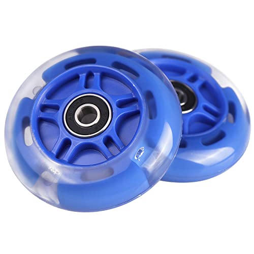 Gladeer 2-Pack 80Mm 3-Wheeled Scooter Rear Wheels Light Up Inline Skate Replacement Wheels W/Bearings (Blue) #TOP1