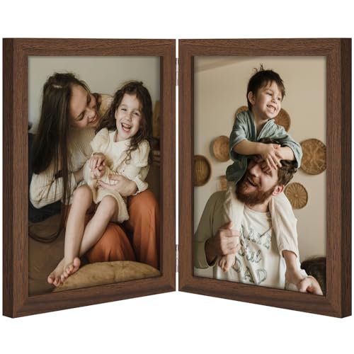 decorUhome Double 6x8 Picture Frame Vertical, Brown