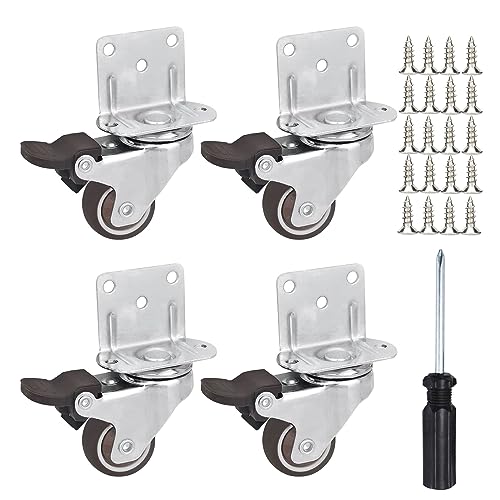 4 Stück Mobelrollen mit Bremse, 25mm Mobelrollen Klein, Kleine...