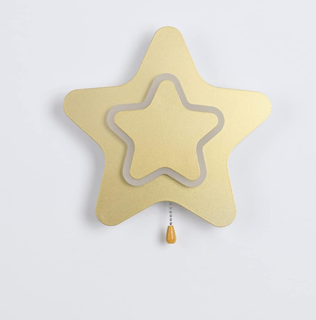 Wall Light Sconces LED Children Wall lamp Star Design Wall lamp Nursery Girl with Switch 14W Dimmable (3000K-4500K-6000K) Night Light for Boys and Girls Room Bedroom Wall ,Pink