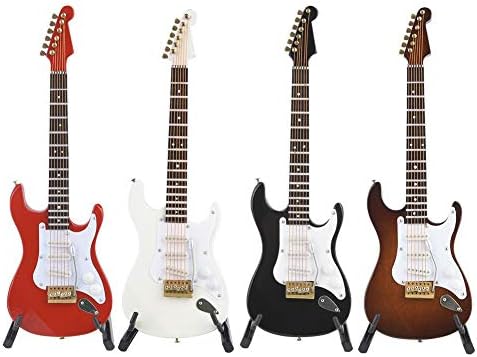 Electric Guitar Model Ornament , Mini Guitar Replica Wooden Handicraft Decoration(red)