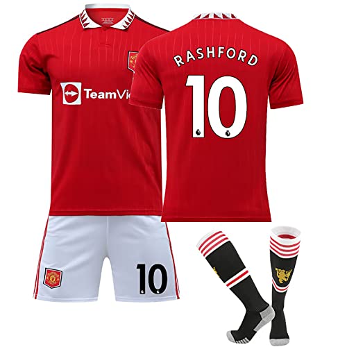 MUFC Trikot Set Heimtrikot für Erwachsene Kids,Trikot-Set Fußballtrikots 2022/23 Heim-/Auswärtstrikots von Manchester United, Nr.7/10/11/18/6 Sporttraining T-Shirts und Shorts für Erwachsene/Kinder Cover