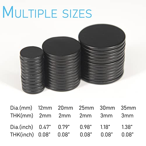Realth Neodymium Magnets Disc With Epoxy Coating 0.47” X 0.08” 6 Pack Black Strong Permanent Rare Earth Magnet For Fridge Crafts Science (Mdb120206) #TOP3